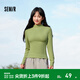 森馬（Semir）長(cháng)袖t恤女短款半高領(lǐng)薄絨輕暖打底衫2024冬新款純色修身抓絨內搭 橄欖綠40874 L