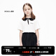 little MO&Co.抑菌 童裝女童小衫娃娃領(lǐng)短袖T恤小女生兒童上衣女孩 本白色 120 120/56