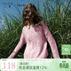 三彩2026春季新款鏤空針織衫V領(lǐng)毛衫寬松落肩袖套頭女 櫻花粉 S 155/80A