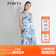 PORTS寶姿新品女裝V領(lǐng)不規則印花連衣裙LN8D268HPS065 天藍色印花 S (4)