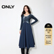 ONLY秋季時(shí)尚潮流拼接圓領(lǐng)中長(cháng)裙連衣裙女|124307022 E40 太空藍色 M (165) 84A