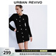 UR冬季新款女裝魅力拉鏈修身超短款針織連衣裙UWG950239 正黑 (注意洗滌) S