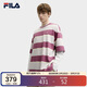 FILA斐樂(lè )官方情侶款針織短袖衫夏季休閑寬松條紋純棉T恤