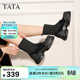他她（TATA）厚底英倫樂(lè )福鞋女鞋瘦瘦彈力襪靴短靴冬新款CCJ02DZ4 黑色 37