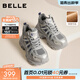 百麗（Belle）潮酷高幫老爹鞋女冬季新款商場(chǎng)同款厚底加絨休閑鞋E6N1DDD5 灰色-薄絨 37