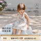 babylove寶寶連衣裙夏季薄款女寶寶高支純棉掛脖裙甜美國風(fēng)公主吊帶裙夏裝 江南煙雨 100