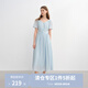 獨束大碼女裝【海鹽白沙】多彩紐扣連衣裙夏季新款氣質(zhì)優(yōu)雅長(cháng)裙 空氣藍 2XL （尺碼：4）