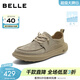 百麗男鞋免系帶厚底布鞋商場(chǎng)同一腳蹬爸爸鞋8SW01BM5預售 卡其色（彈力帶） 42 (260mm)