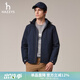 哈吉斯（HAZZYS）男裝 秋款休閑外套【可折卸帽子】夾克男ASVZU0BCU07 藏青色NV L (175/96A 48)