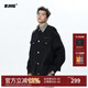 BJHG不計后果復古工裝外套男春季加厚水洗PU皮拼接寬松休閑美式夾克潮 炭黑色 XL