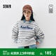 森馬（Semir）商場(chǎng)同款|森馬衛衣女冬季條紋字母抓絨2025新款時(shí)尚ins潮流套頭衫 灰藍色調00328 L