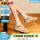 百麗（Belle）撞色跑道阿甘鞋女2026春新商場(chǎng)款內增高運動(dòng)休閑鞋E9V1DAM6 杏色 35