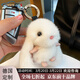 YWU輕奢汽車(chē)鑰匙扣掛件手工制作水貂毛絨兔子女神可愛(ài)精致公仔皮草包 白色