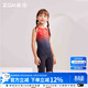 洲克（ZOKE）兒童泳衣女童連體五分青少年速干專(zhuān)業(yè)競技保守游泳衣 黑紅中國龍花 150 建議高135-145CM重60-75斤