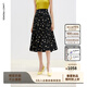 朗姿【精英衣櫥】秋季新款復古波點(diǎn)印花半身裙女垂感高腰A字垂感裙 黑色2 L