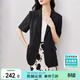 尚都比拉立體垂順夏季休閑短袖西裝外套女高級感通勤小西服 黑色 M 