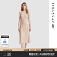 歌力思（ELLASSAY）夏季新款新中式褶皺舒適收腰顯瘦連衣裙女EWU353Y01400 香檳杏 S