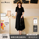 謎底小黑裙連衣裙2025夏季新款簡(jiǎn)約圓領(lǐng)大擺中長(cháng)裙短袖256ML6501 黑色 M