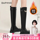 達芙妮官方長(cháng)筒靴女2026新款冬季女靴時(shí)尚金屬扣百搭長(cháng)靴加絨高筒騎士靴 黑色 【銀色鎖扣】 新款上市 38