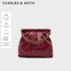 CHARLES&KEITH子母鏈條大容量流浪包托特包單肩斜挎包女包禮物CK2-40671449 【L號】Burgundy葡萄酒紅色 L