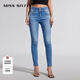 MISS SIXTY復古中藍色牛仔褲女雙扣修身顯瘦小腳褲鉛筆褲九分褲 中藍 25