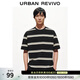 UR2026夏季新款男裝簡(jiǎn)約撞色條紋圓領(lǐng)寬松短袖T恤UMB460004 黑色條紋 M