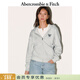 Abercrombie & Fitch美式時(shí)尚百搭LOGO抓絨拉鏈連帽衛衣外套25秋冬女裝152-5249 淺灰色 L (165/104A)