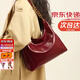 VQGT騏驥紅色新娘結婚包包女訂婚禮物新款通勤日?？捎靡赶滦笨姘鼏伟?酒紅色【送精美花束+絲巾】