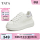 他她（TATA）女鞋新款奶油泡泡厚底鞋子小白鞋透氣休閑增高板鞋 白/灰 35