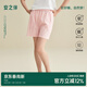 安之伴【梭織棉布】睡褲女夏季寬松格子減齡少女感短褲可外穿家居單睡褲 桃粉 XL
