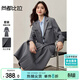 尚都比拉格雷系職場(chǎng)套裝女秋季一?？燮今g領(lǐng)短款西裝外套配顯瘦A字半身裙