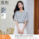 香影灰色t恤女短袖2026夏季新款花邊拼接純棉減齡蝴蝶結上衣小衫 淺灰 S 155/80A/85-95斤