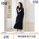 歐莎（OSA）假兩件針織連衣裙2025年新款女半高領(lǐng)冬天配大衣黑色裙子 黑色 M