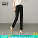婭麗達高彈薄款休閑直筒褲女夏季新款九分褲子百搭顯瘦黑色西裝褲 黑色(A0) 27