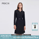 PRICH時(shí)尚小V領(lǐng)魚(yú)尾連衣裙春季收腰長(cháng)袖小黑裙女 19黑色 XS 155