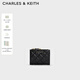 CHARLES&KEITH26春新品菱格紋多卡位短款錢(qián)包零錢(qián)包生日禮物CK6-10770729 Black黑色 XXS