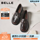 百麗（Belle）復古蝴蝶結牛皮樂(lè )福鞋女商場(chǎng)同款便士樂(lè )福鞋E8L1DCA5 咖色 34