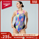 速比濤（Speedo）泳衣女絢爛印花競賽訓練肩背靈活溫泉度假防曬抗氯連體泳衣 黑色/粉色 L (高165-170cm,重58-64kg)