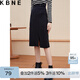 KBNE半身裙女春秋開(kāi)叉中長(cháng)款包臀裙2025秋冬新款黑色小個(gè)子A字裙 黑色 L