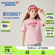 Skechers斯凱奇男女童純棉短袖T恤衫兒童夏季寬松透氣運動(dòng)上衣L225K055