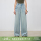 自巧【清爽海岸】小個(gè)子涼感淺色拖地褲女2025新款闊腿直筒牛仔褲子 牛仔藍 S （3碼）