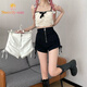 Sweetly·Sun短褲女裝夏季2026新款闊腳褲女高腰顯瘦拉鏈A字短褲黑色休閑熱褲 白色 XL 建議125-135斤