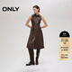 ONLY2025秋季新款復古PU皮革可調節腰帶收腰連衣裙女|12547Y001 I99深褐色 M
