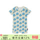 Milkbarn嬰兒短袖短褲連體服 6-24月新生兒春夏外出服寶寶爬服 冰藍雪絨花 90cm (18-24m)