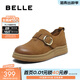 百麗（Belle）復古擦色牛皮勃肯鞋女商場(chǎng)同款厚底休閑單鞋E7C1DCM5 棕色 38 (240mm)