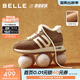 百麗（Belle）小金甘復古跑道高幫鞋女冬季新款商場(chǎng)同款厚底加絨休閑鞋E6Q1DDD5 棕色-厚絨 37 (235mm)