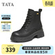 他她（TATA）他她女秋冬牛皮馬丁靴百搭工裝靴CHK01DD5 黑色（絨里） 38