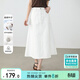 尚都比拉都市通勤中長(cháng)裙女夏高腰顯瘦半身裙設計感A字牛仔裙 米白色  L 