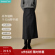 茵曼2025秋冬女裝新款復古開(kāi)叉羊毛針織半身裙顯瘦A字包臀裙子 貴族灰色-第二批 M