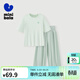 迷你巴拉巴拉【植物芯天絲】男女童兒童短袖套裝柔順透氣家居服 粉綠40366 100